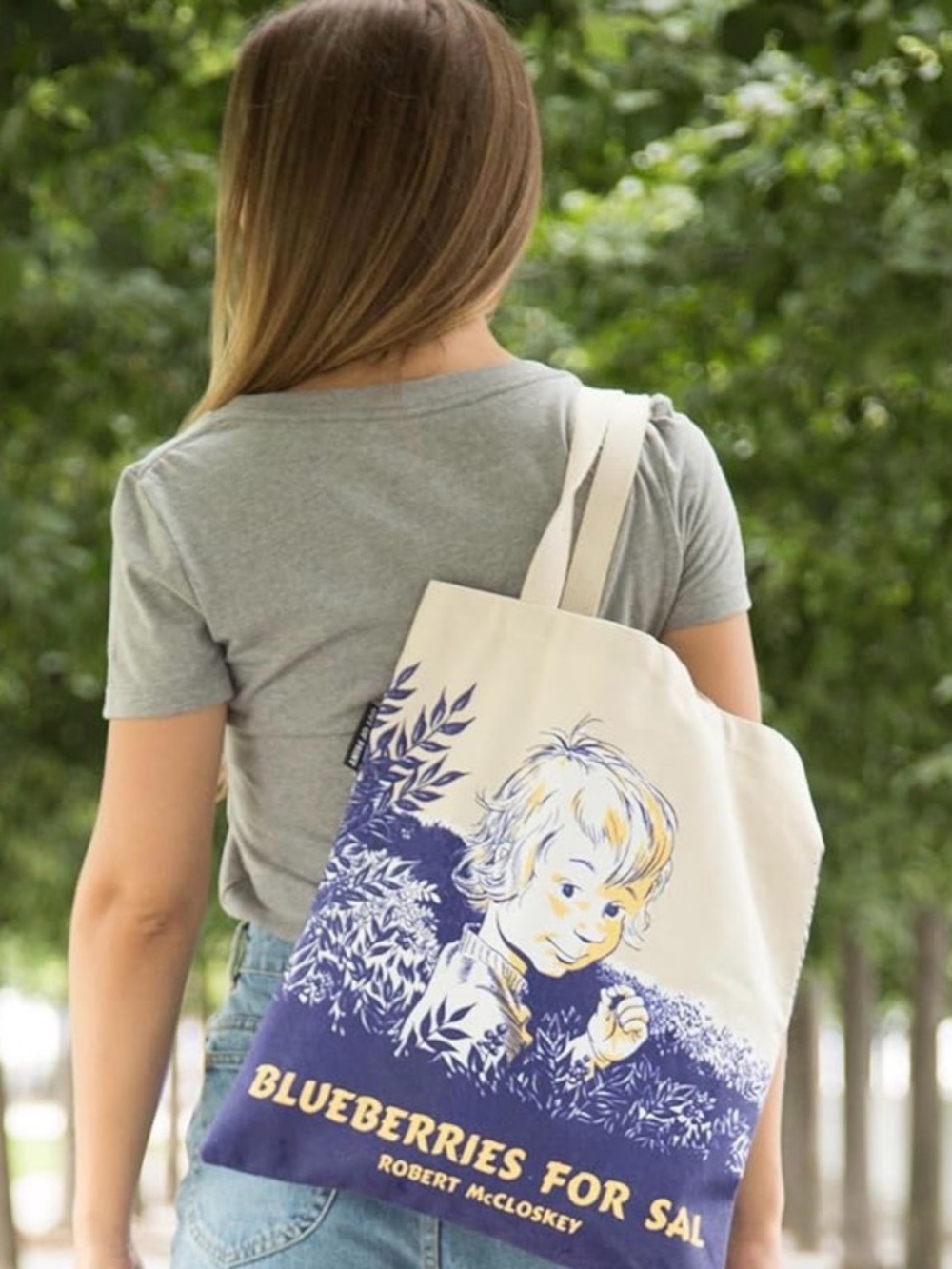 EUC - Blueberries For Sal Robert McCloskey Canvas Tote Bag Set of Two